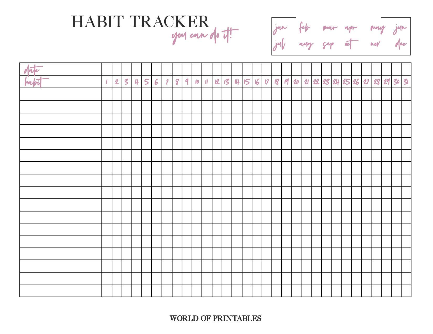 free printable minimal habit tracker - world of printables